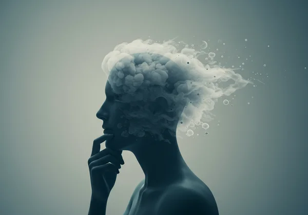 Person with a foggy mind, struggling to concentrate