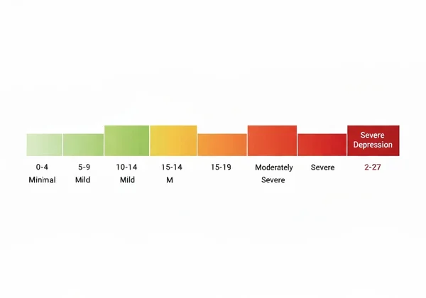 PHQ-9 score ranges and depression severity