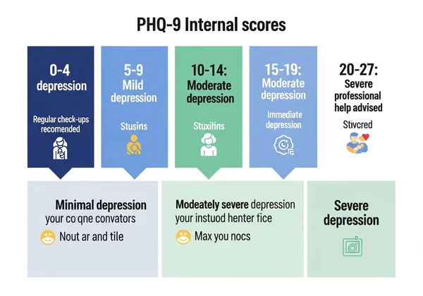 Infographic explaining PHQ9 score ranges
