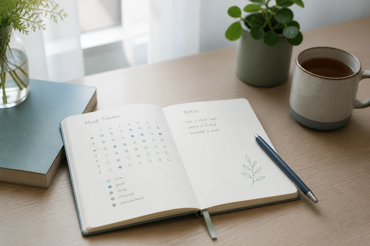 Calm mood tracking notebook